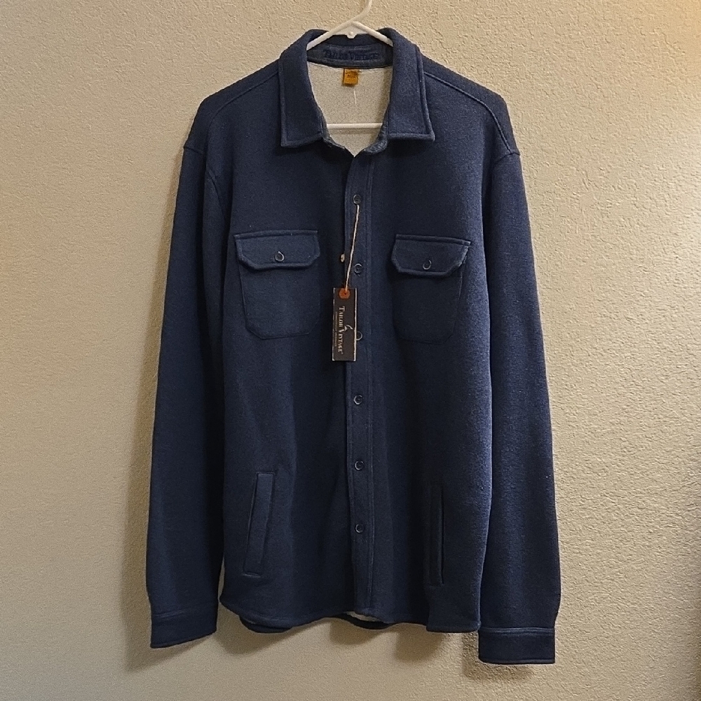 Tailor Vintage Button-down Shirt Jacket - Navy Heather - XL